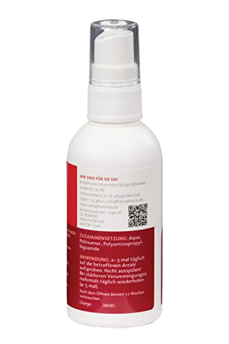 ReboHexan Wundspray 75ml: Polihexanidbasierte Wundreinigung für alle Haustiere, Erreicht tief liegende Stellen, Präzise Sprühapplikation, Entfernt effektiv Unreinheiten