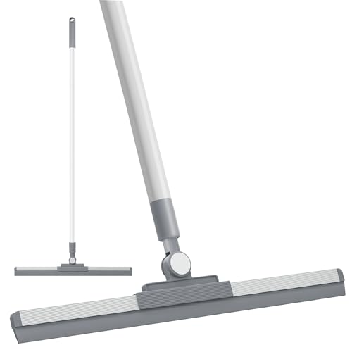 YUNGMAX Rasqueta de suelo, mango extra largo de 53.5 pulgadas y hoja de silicona de 20.5 pulgadas, fregona raspadora de piso para ducha, baño, garaje, patio, azulejos, suelos de vinilo