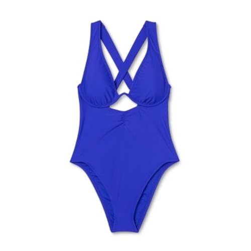 Shade & Shore Women's Cut Out Underwire One Piece Swimsuit - (Blue, XLarge), Small3