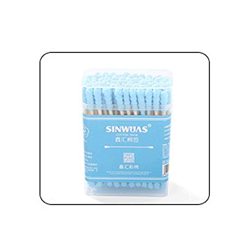 Bourgeon de coton double tête bleu pour un maquillage de haute précision