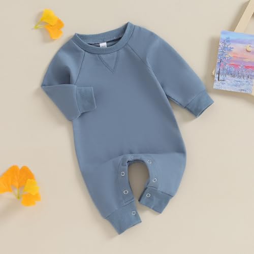 Dnomaid Yzarc HYL-HI--RYVGJIRGD2 Newborn Baby Boy Girl Clothes Solid Color Romper Jumpsuit Crewneck Long Sleeve One Piece Coverall Fall Outfits thumb #2