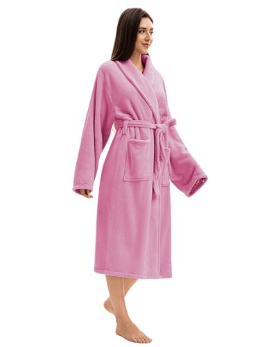 Image of Soft Robe For Women,Warm Plush Bath Robes Female,Spa Towel After Shower Lightweight Long Bathrobe
