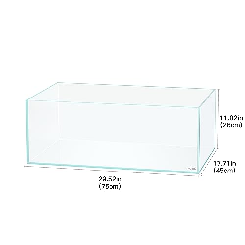 Image of LANDEN 75S 22.1 Gal Shallow Tank, Shallow Fish Tank, Rimless Low Iron Tank, Bookshelf Aquarium W29.5xD17.7xH11 in(75x45x28cm); 8mm Thickness Aquascape Fish Tank, Black Leveling Mat Included