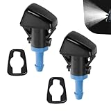 Shakas 2 PCS Front Windshield Wiper Nozzle, Single Hole Window Washer Assembly, OE #5303834AB Replacement Accessories, Compatible with Chrysler Jeep Dodge Patriot Guide (Black & Blue)