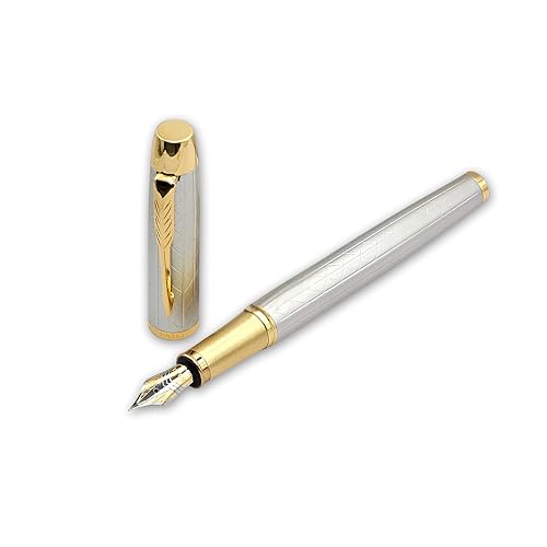 Image of Venti Fountain Pen - Metal Luxury Pen, Schmidt Nib (Medium), Best Pen Gift Set for Men & Women, Professional, Executive, Office, Nice Pens,Return Gift (F116A-White)