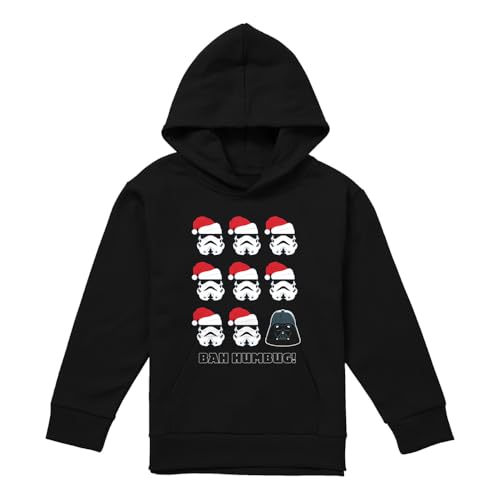 Cotton Soul Disney Star Wars Stormtroopers And Darth Vader Bah Humbug Christmas Youth Kids Boy/Girls Pull-Over Hoodie, Black, 9-11 Years