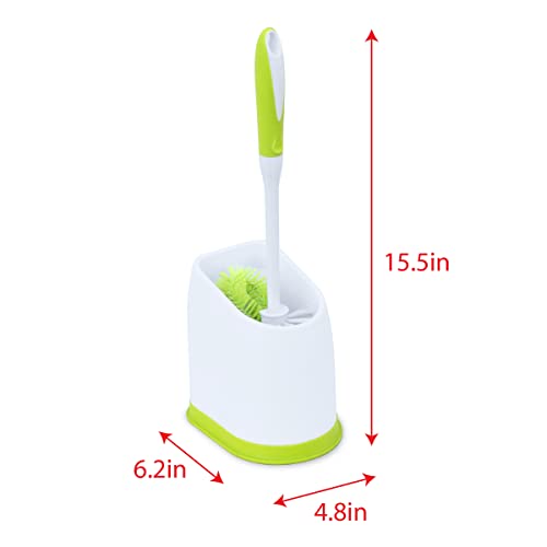 Pine-Sol Toilet Bowl Cleaner Brush with Holder | Heavy Duty Cleaning Wand with Under The Rim Scrubber, Non-Slip Handle, Storage Caddy | Bathroom Supplies, Yellow, Green