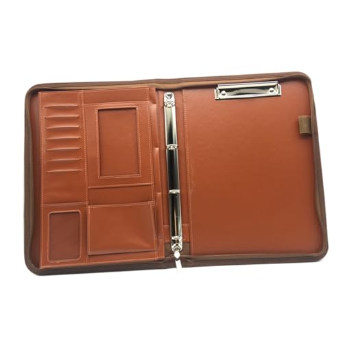 Portefeuille A4 en cuir PU marron chic pour cadres et entrepreneurs