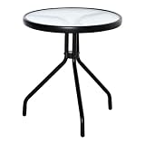 Outsunny Mesa de Jardín Redonda Mesa de Café Exterior Ø50x55 cm Negro