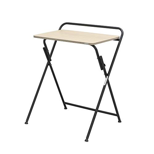 Sofsys Modern Folding Desk For Small Space, Computer Gaming, Writing, Student And Home Office Organization, Industrial Metal Frame With Premium Desktop Surfaces, Oak/Black #TOP5