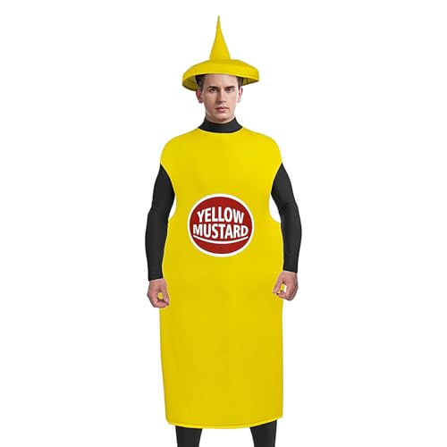 Disfraz de mostaza para cosplay, disfraz unisex de ketchup y mostaza para parejas, accesorios de ropa novedosa para mujeres, adultos, vacaciones