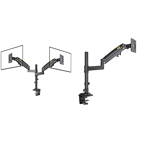 Soporte de escritorio giratorio de alta resistencia con resorte de gas para dos monitores LCD LED de 22 a 32 pulgadas con VESA máx & Soporte de escritorio con resorte de gas para pantallas LCD Cover