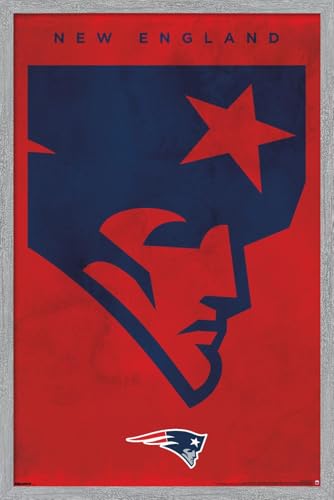 Trends International NFL New England Patriots - Logo 25 Wall Poster, 34L x 22.4W, Gray Framed Version
