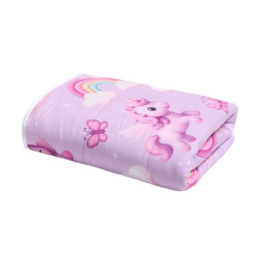 OHS Unicorn Weighted Blanket, Reversible 3kg Super Soft Weighted Blanket Adult Sleep Therapy Stress Anxiety Relief for Adults, Lilac - 100x150cm (Disclaimer: Only suitable for age 3+years)