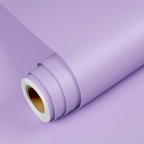 YENHOME Papier Adhesif Mural Violet Mat Uni pour Chambre Enfant 60x300cm Violet Film Vinyle Autocollant pour École Maternelle Salon Chambre à Coucher...