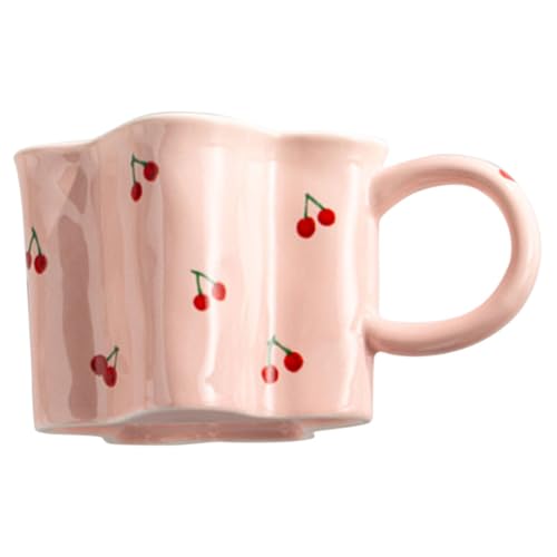 COHEALI Taza de Cerámica Forma de Flor Rosa Taza de Café Asa Adecuado para Desayuno y Capuchino para Bebidas Calientes