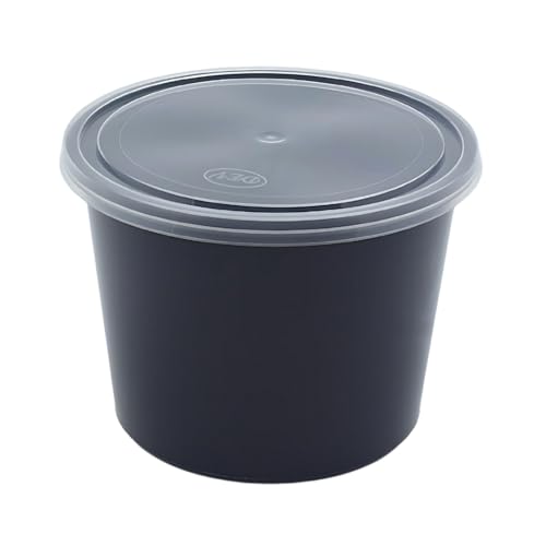Fresh Seal Reusable Plastic Containers with Lids for Food Storage, Kitchen Use, Meal Prep & Delivery | Microwave & Freezer Safe | Pack of 25 (500ml Each, Black)