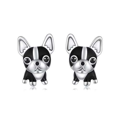 Orecchini da Donna in Argento 925 - Bulldog Francese Carino con Design a Tema Animale Orecchini Ipoallergenici e Senza Nickel Regalo Perfetto per Amanti degli Animali e Occasioni Speciali