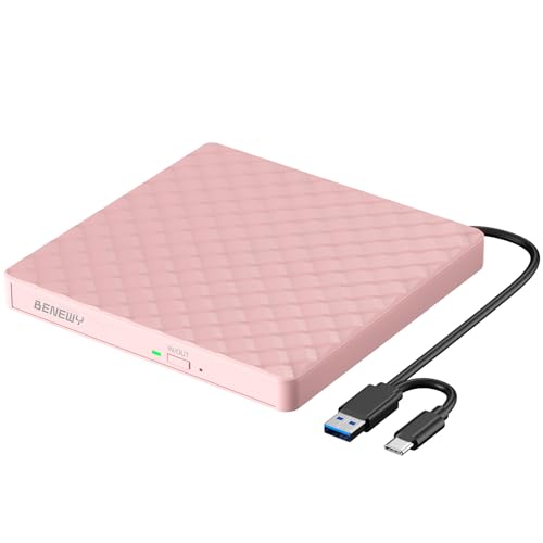 Image of External CD /DVD Drive for Laptop, CD Burner /CD Reader /DVD Player for Laptop | External Disc Drive /CD Rom External Drive for Laptop Desktop PC Windows 11 /10 /8.1 /7 MacBook Mac Linux OS Apple Pink