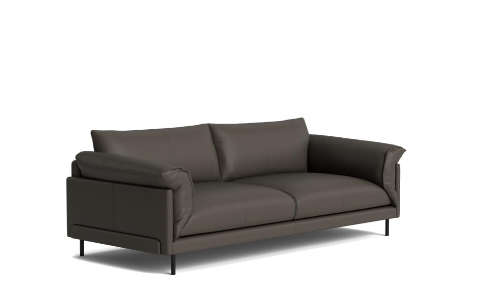 Image of LEGACY OF COMFORT Zola 3 Seater Sofa Three Seater Sofa Leather for Living Room Hotels and Offices (Shale Grey)