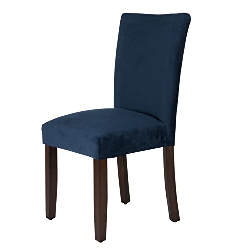 Image of HomePop Parsons Classic Upholstered Accent Dining Chair, Set of 2, Navy Velvet