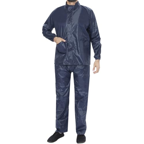 Image of BENAVJI Men's Waterproof Rain Wear Combo | Hooded Raincoat Suit with Pants for Riding, Camping & Travel