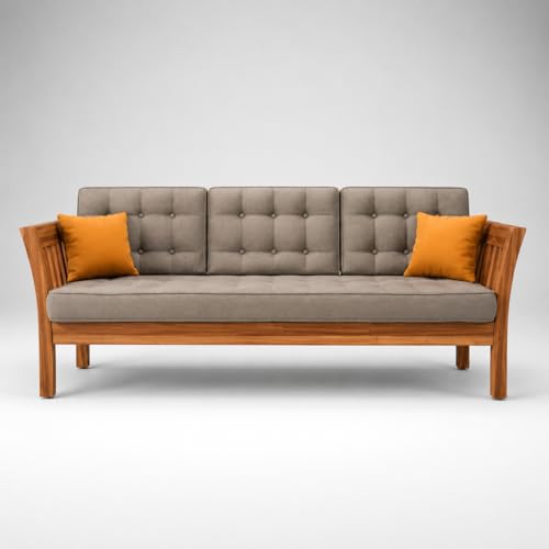 Image of Premium Wooden Couch for Living Room | Premium Upholstered Seating | Modern Designer Sofa for Home, Lounge & Relaxation Spaces (111821303 3S)