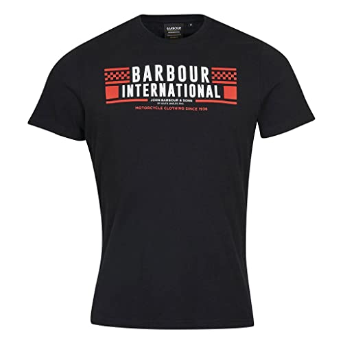Barbour International T-shirt café racer homme noir Grasstrack Tee coton vintage