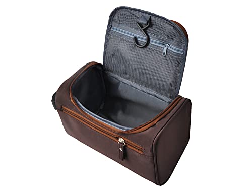 Image of Vercord Mens Toiletry Bag Wash Travel Small Shaving Dop Kit Shower Bathroom Ditty Hygiene Bag, Coffee, One Size (Hardcode), Classic