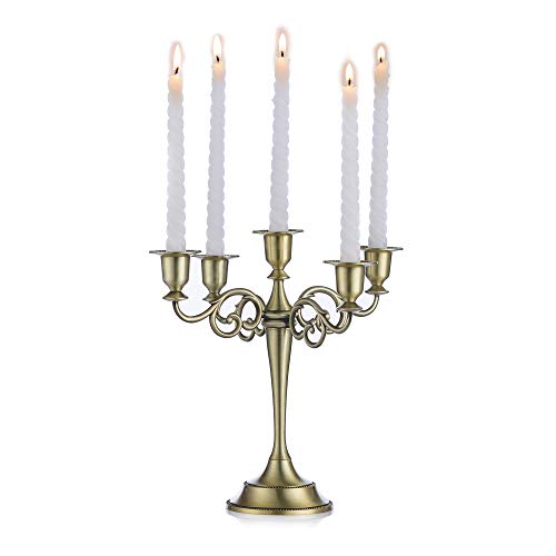 Nuptio 5 - Candela Candeliere Candelabro in Metallo Bronzo Portacandele Alto 27cm Portacandele per Eventi Nozze Candelabro Candeliere