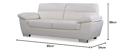 Canapé 3 Places Dallas Cuir Blanc 210 cm - Habitat et Jardin