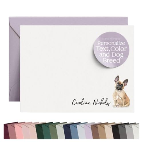 Personalized Dog Stationery Notecard, Dog Breed Flat Note Cards with Envelopes - Choose From 85 Breeds, Custom Notecards for Dog Lovers Great for Gifts, Thank You Notes & Special Occasions - Dogs Flat