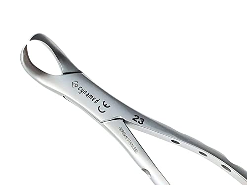 Dental Extracting Forceps #23 Cow Horn Lower First Molar,Lower Second Molar Gold Handle -Dental Instruments -Cynamed