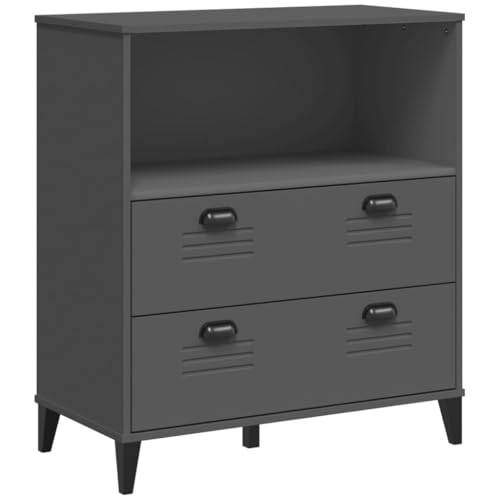 Estantería VIKEN antracita de madera con 2 cajones y diseño moderno de 80x40x90 cm 2