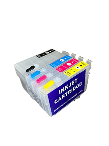 Empty Refillable Ink Cartridges Compatible Replacement Ink Cartridges for WF-7720, WF-7710, WF-7620, WF-7610, WF-7210, WF-7110, WF-3620, WF-3640 Ink Cartridges, 4 Pack (Black, Yellow, Cyan, Magenta)