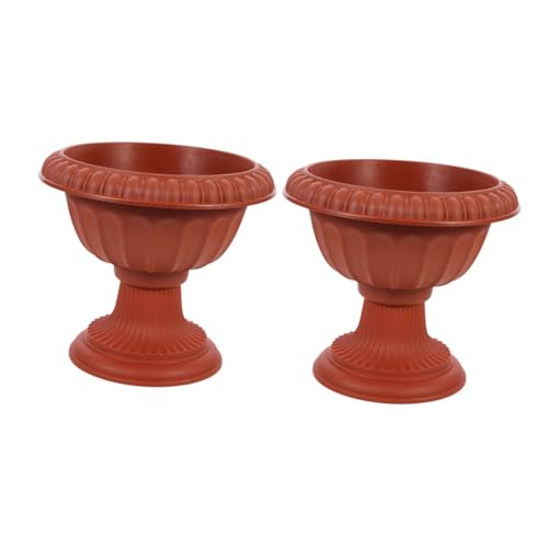 FUNOMOCYA 2pcs Classic Urn Planter Roman Column Vase Decorative Plant Pot Set for Garden Patio Home Decor