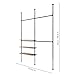 pamo Industrial Pipe Clothing Rack with Shelf - 400 lbs Capacity - Clamping Clothes Rack and Walk In Closet with Oak Shelf for Wardrobe
