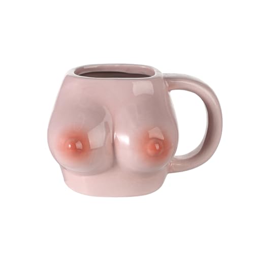 haozaikeji Novelty Boobs Coffee Mug 3D Human Body Shape Breast Cups Funny Ceramic Boobs Artistic Water Cup Coffee Mugs with Handle Home Decor Gifts for Birthday Party Valentine's Day