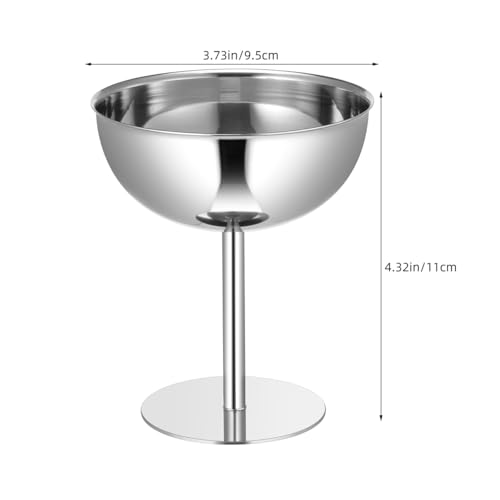 Image of 4PCS Stainless Steel Dessert Bowls, 5oz Ice Cream Cups, Stem Footed Metal Sundae Serving Dishes, Shatterproof Pudding Containers, Reusable Coupe Dessert Cup for Weddings Party Family Gathering(Silver)