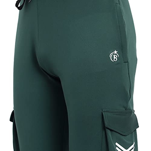 Image of BLUE STAR SHARK Men's Premium Stretchable Cargo Joggers | Regular Fit, Stylish Track Pants with Pockets | Soft Smooth Feel, Logo on Front, Comfortable Everyday Wear