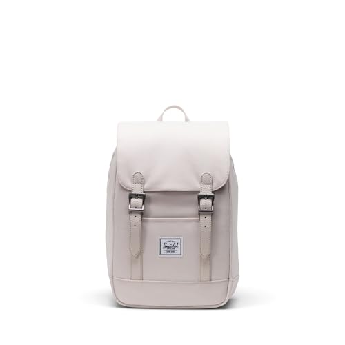 Image of Herschel Supply Co. Unisex Retreat Backpack for School - 100% Recycled Polyester - Padded Straps & Dual Water Bottle Pockets - Moonbeam - Mini - 10L