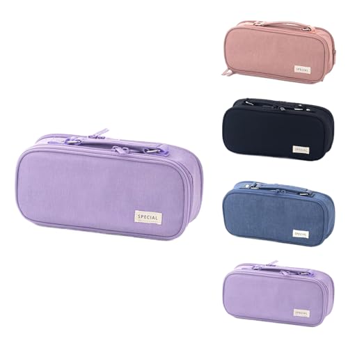 aninako 高校生/中学生/小学生 人気 ペンケース ペンポーチ 筆箱 【スケーリングと拡張 大容量】 多機能 ペンケース シンプル おしゃれ 強力な分類と収納力 かわいい 女の子 子供 社会人用 (C.パープル)