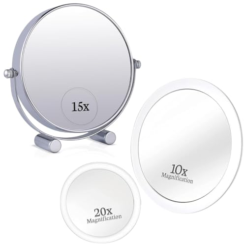 Espejo de maquillaje doble cara con aumento 15x y 1x