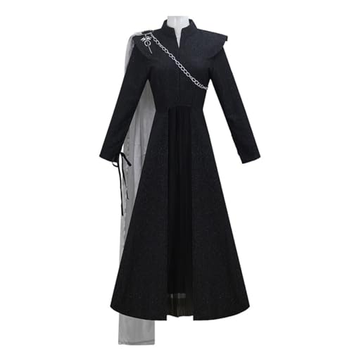 LIOEUE Costume Daenerys Targaryen Pour Femmes - Robe Cosplay Jeu Du Trône Avec Bague Pour Halloween Et Conventions (noir,L)