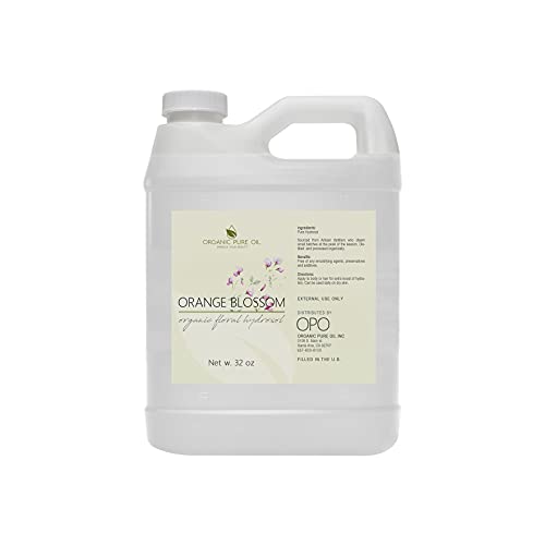 Orange Blossom Water - 100% Pure, Steam Distilled, Floral Neroli Hydrosol - 32 oz Cleansing Facial Toner, Revitalizing, Moisturizing Body Cleanser, Natural Body Bulk Refill, For All Skin Types