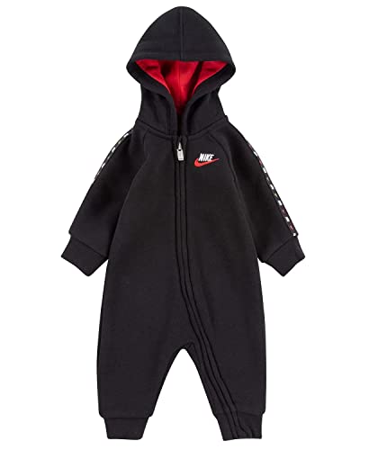 Image of Nike Baby Boys Full Zip Swoosh Coverall (Black(56H234-023)/Red, 6 Months)