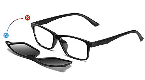 Image of 6 In 1 Polarized Magnetic Clipon Rectangular UV Protected Sunglasses Eye Glasses With 400 Night Vision Men Women Unisex