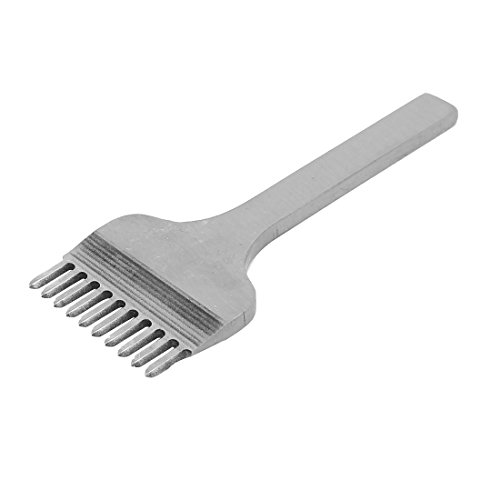 Aexit 4mm Spacing Punches Steel 10 Prong Stitching Chisel Leather Hole Punch Hole Punches Hand Tool