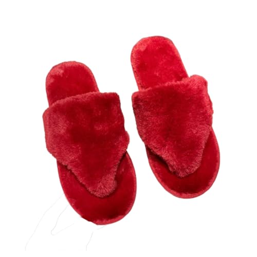 Women's Fuzzy Fluffy House Slippers Cute Plush Flip-flops Memory Foam Band Slip on Shoes Indoor Outdoor Open Toe Sandals
