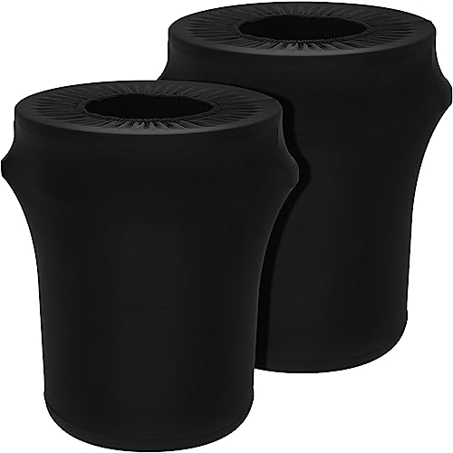 Image of Tanlade 2 Pcs 32 Gallon Stretch Trash Can Spandex Cover Outdoor Waste Garbage Can Spandex Covers for Indoor Kitchen Outdoor Round Waste Container Bin, Without Trash Bin (Black)